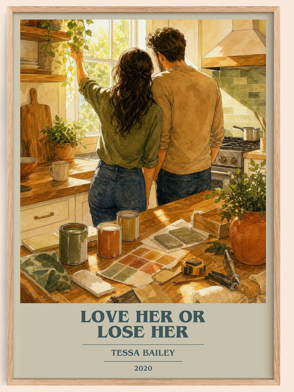 Love Her or Lose Her book cover book poster by Tessa Bailey – framed literary art print