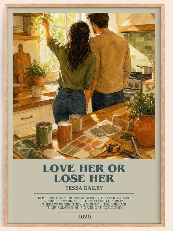 Love Her or Lose Her bookish book poster by Tessa Bailey – framed literary art print