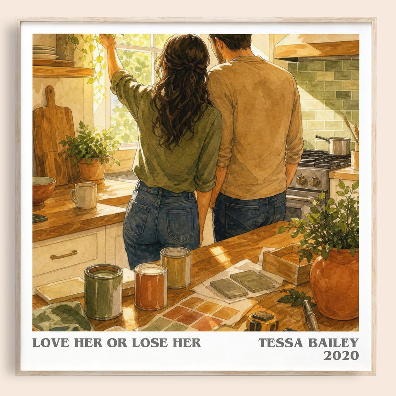 Love Her or Lose Her literary book poster by Tessa Bailey – framed literary art print