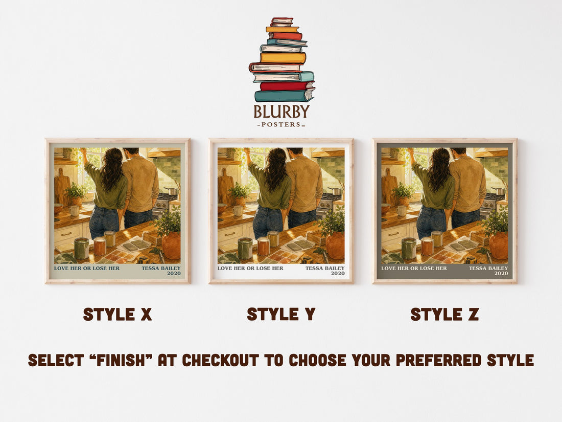 Love Her or Lose Her literary print in frame leaning in hallway – romance wall art (mockup)