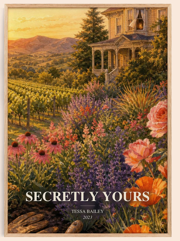 Secretly Yours watercolour book poster by Tessa Bailey – framed literary art print