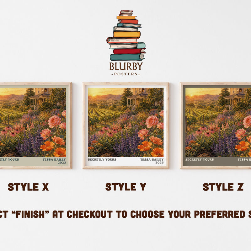 Secretly Yours literary print in frame leaning in hallway – romance wall art