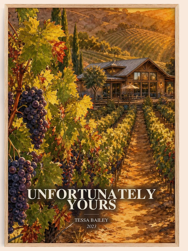Unfortunately Yours watercolour book poster by Tessa Bailey – framed literary art print