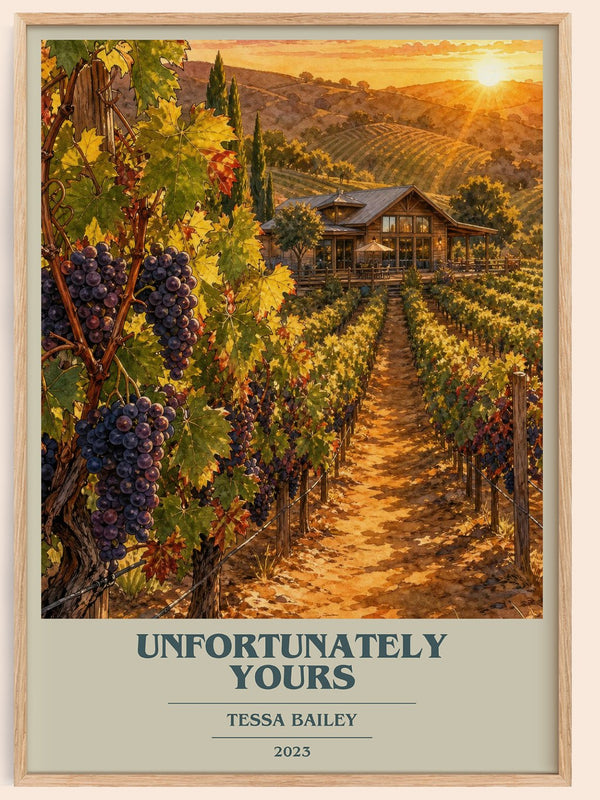 Unfortunately Yours book cover book poster by Tessa Bailey – framed literary art print