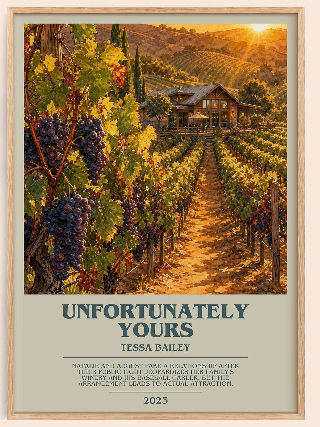 Unfortunately Yours bookish book poster by Tessa Bailey – framed literary art print