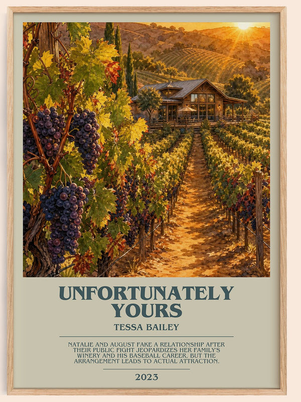 Unfortunately Yours bookish book poster by Tessa Bailey – framed literary art print