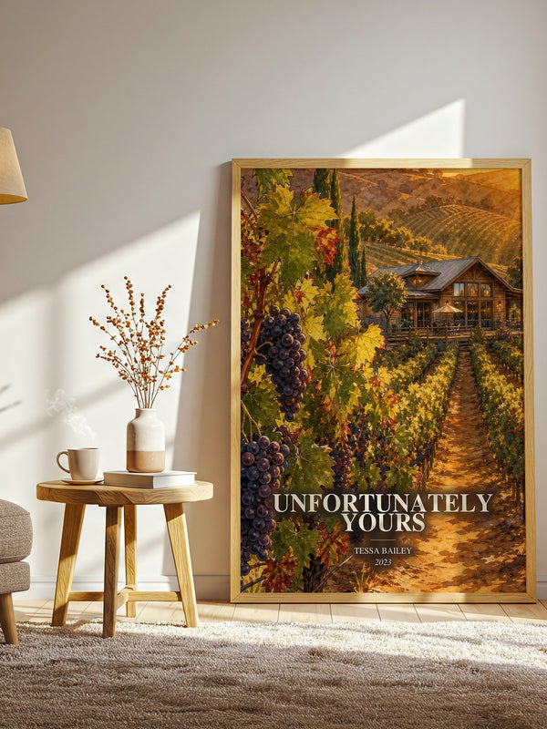 Unfortunately Yours watercolour print in frame leaning in hallway – romance wall art