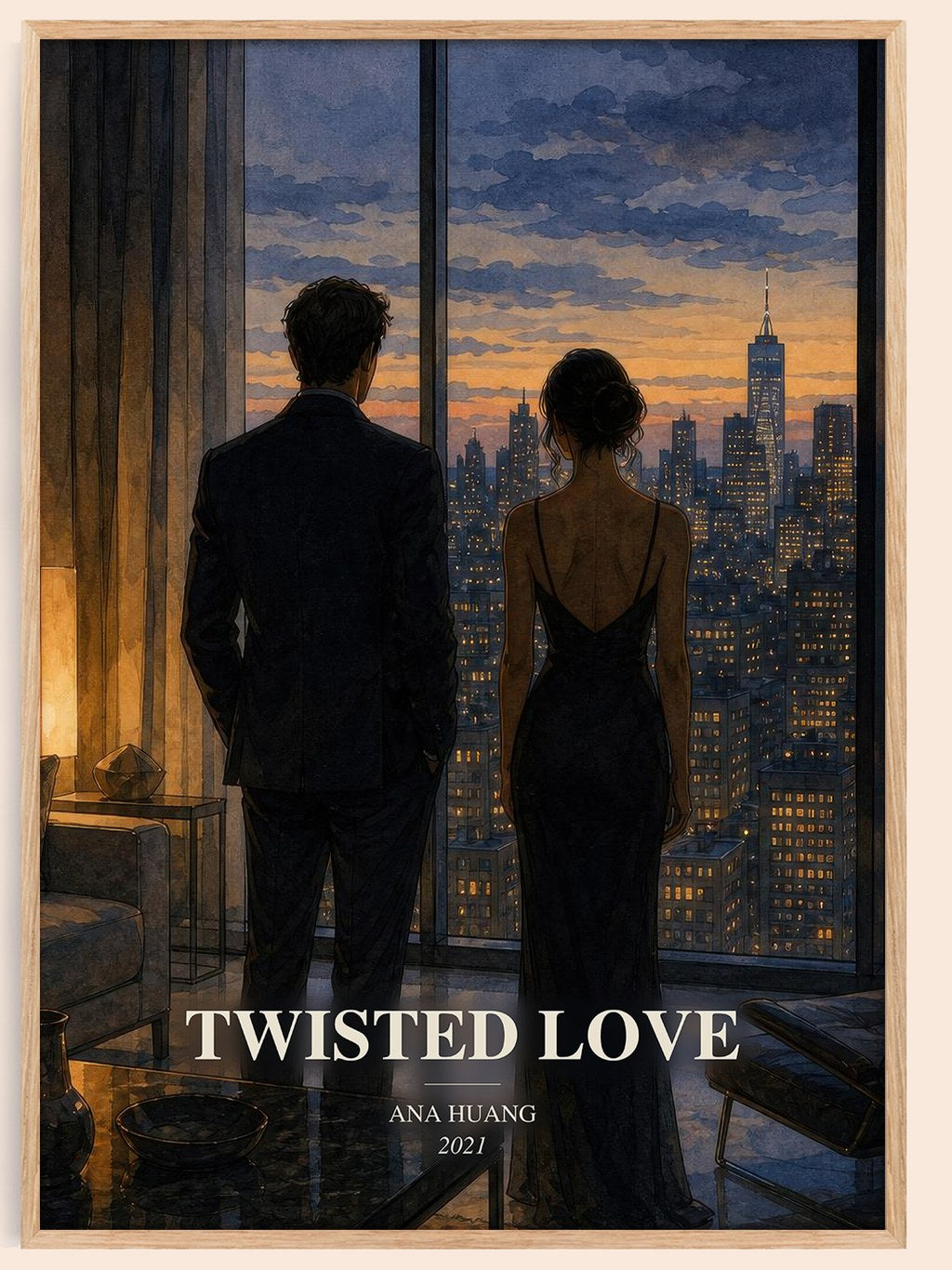Twisted Love watercolour book poster by Ana Huang – framed literary art print