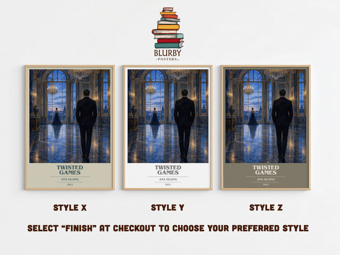 Twisted Games book cover print in frame leaning in hallway – romance wall art (mockup)