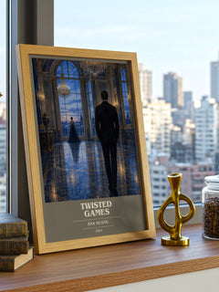 Twisted Games book cover print framed by window – literary home decor