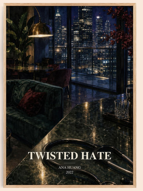Twisted Hate watercolour book poster by Ana Huang – framed literary art print