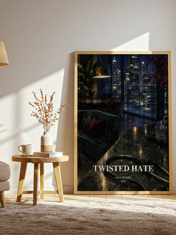 Twisted Hate watercolour print in frame leaning in hallway – romance wall art