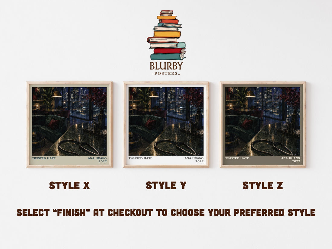 Twisted Hate literary print in frame leaning in hallway – romance wall art (mockup)