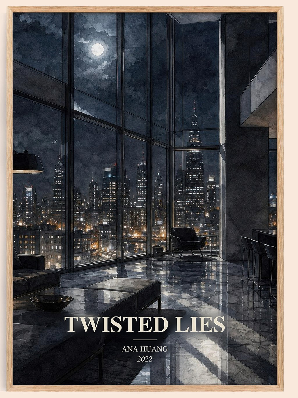 Twisted Lies watercolour book poster by Ana Huang – framed literary art print