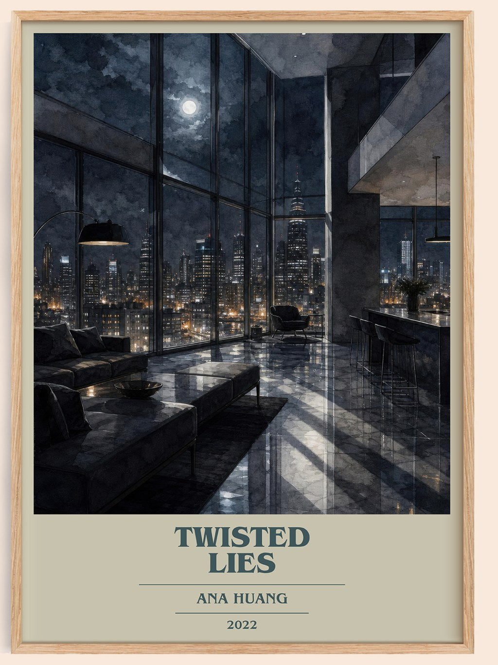 Twisted Lies book cover book poster by Ana Huang – framed literary art print