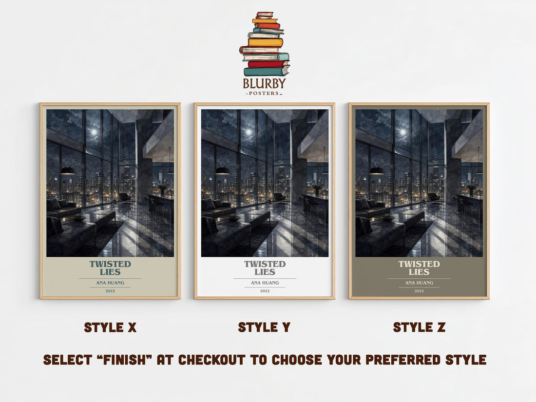 Twisted Lies book cover print in frame leaning in hallway – romance wall art (mockup)