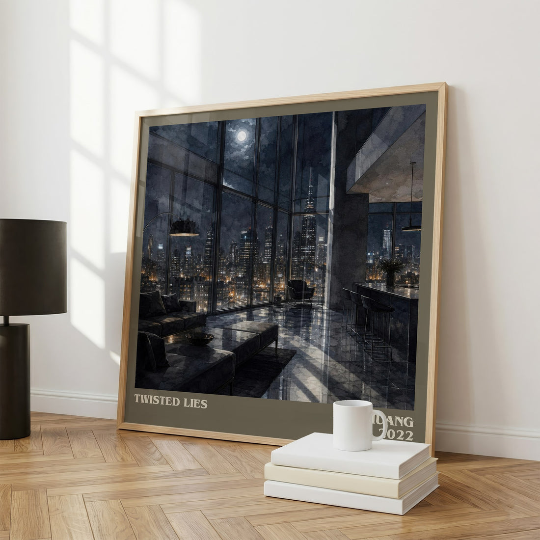 Twisted Lies literary print framed by window – literary home decor