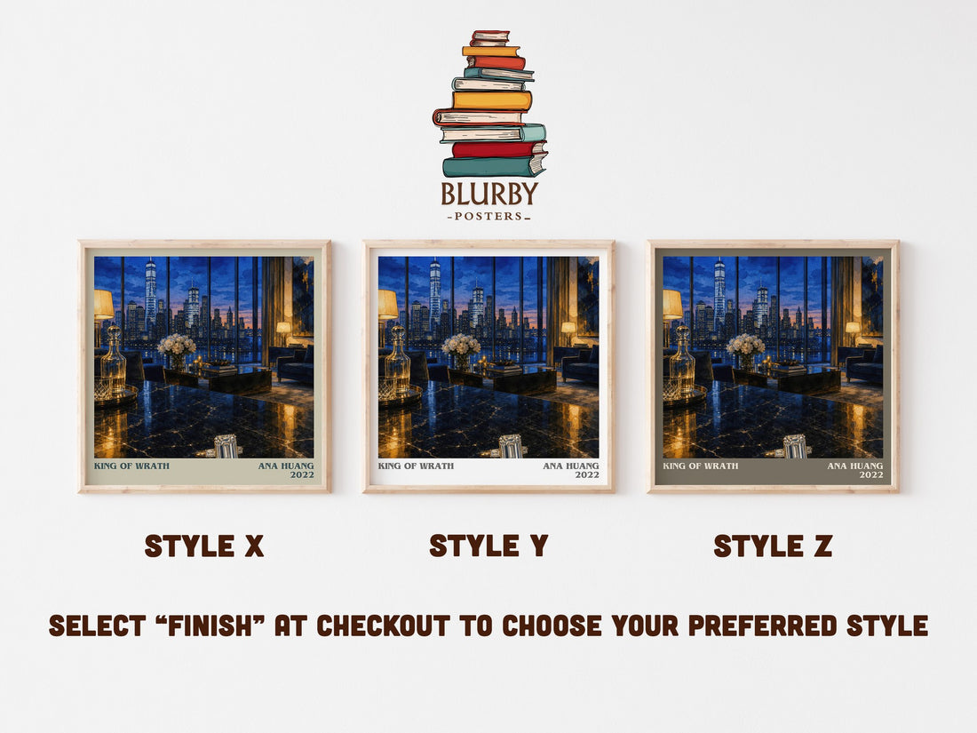 King of Wrath literary print in frame leaning in hallway – romance wall art (mockup)