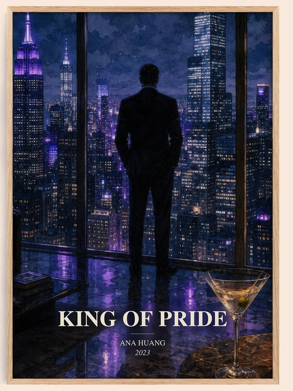 King of Pride watercolour book poster by Ana Huang – framed literary art print