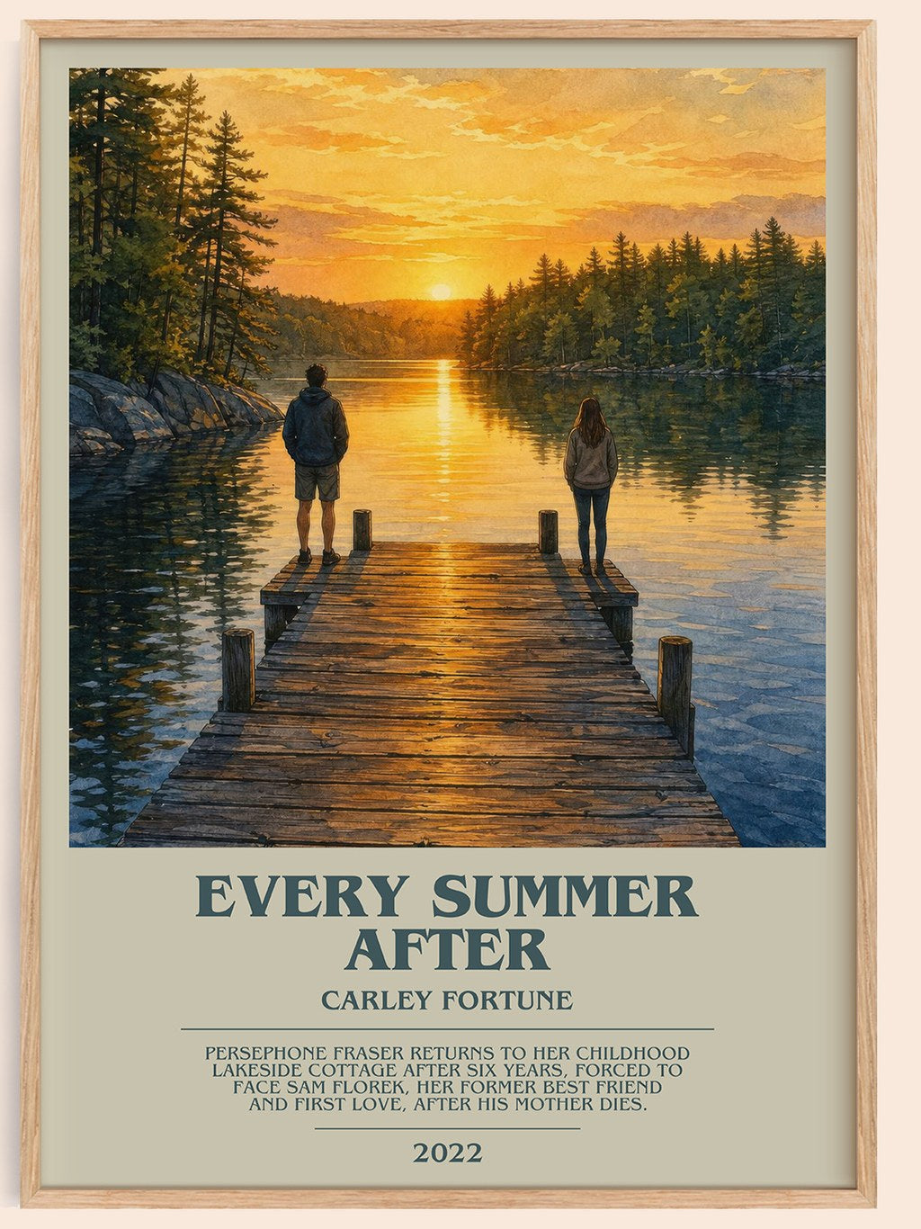 Every Summer After bookish book poster by Carley Fortune – framed literary art print