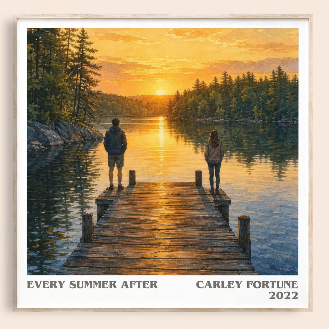 Every Summer After literary book poster by Carley Fortune – framed literary art print