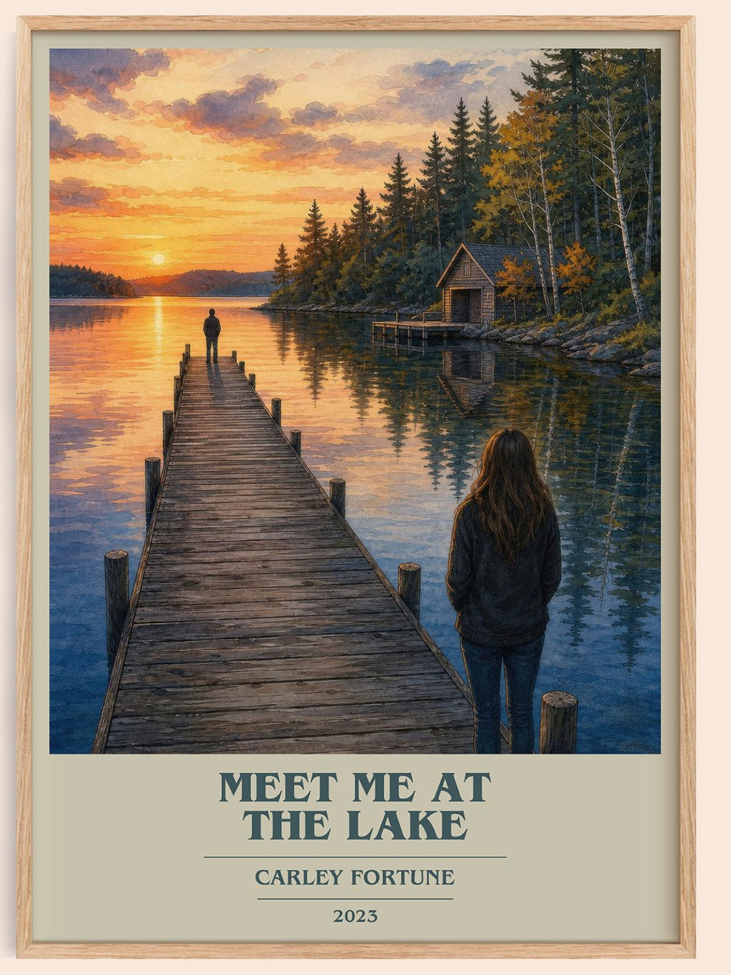 Meet Me at the Lake book cover book poster by Carley Fortune – framed literary art print