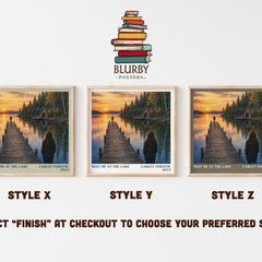 Meet Me at the Lake literary print in frame leaning in hallway – romance wall art