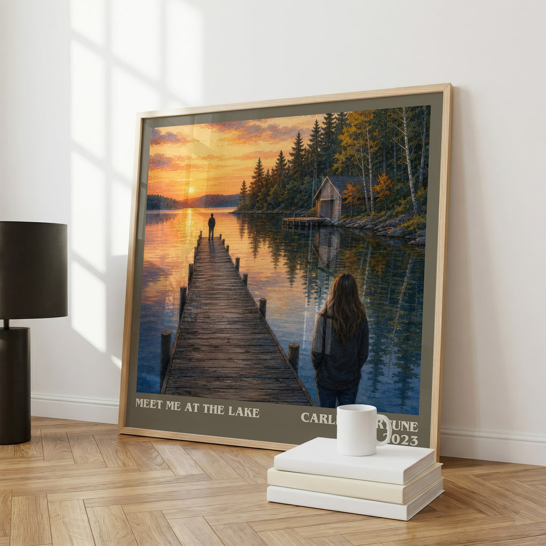 Meet Me at the Lake literary print framed by window – literary home decor