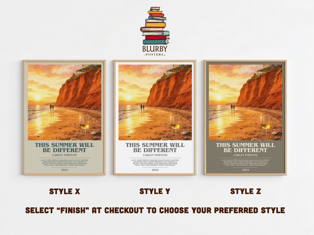 This Summer Will Be Different bookish print in frame leaning in hallway – romance wall art (mockup)