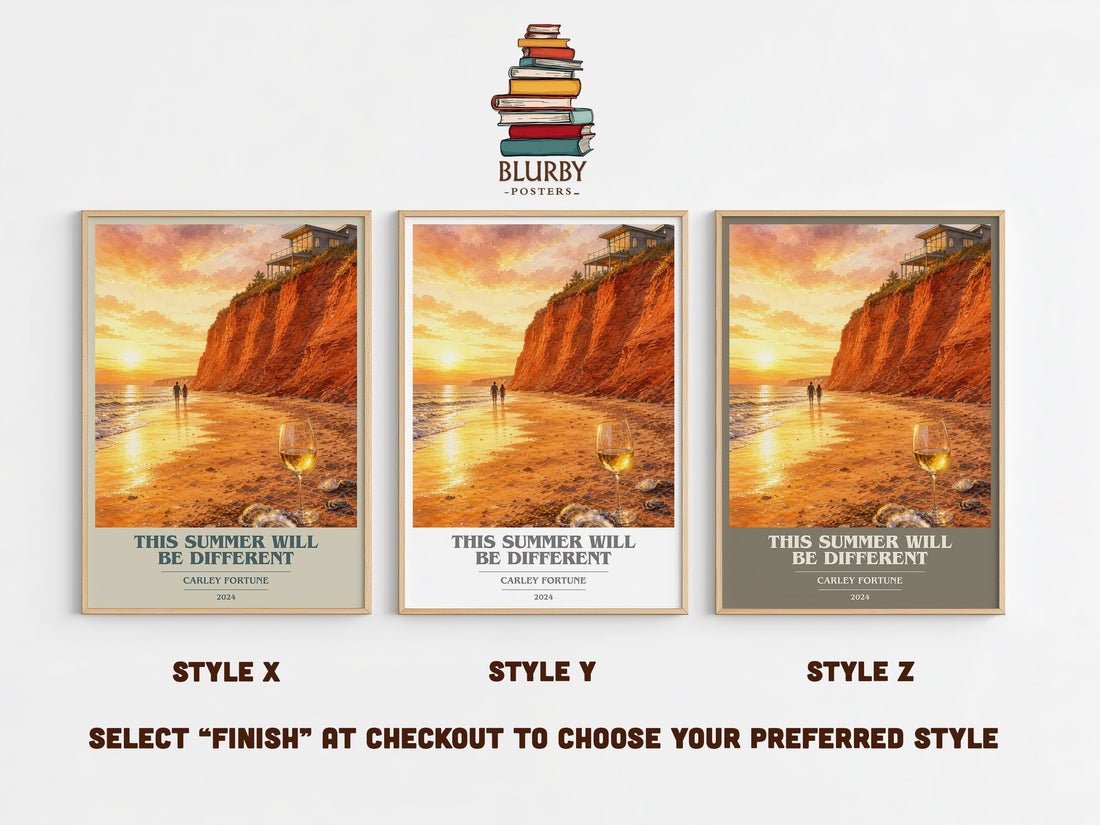 This Summer Will Be Different book cover print in frame leaning in hallway – romance wall art (mockup)
