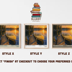 One Golden Summer Literary Art Print by Carley Fortune – Style X, Y and Z square prints side by side – choose your finish