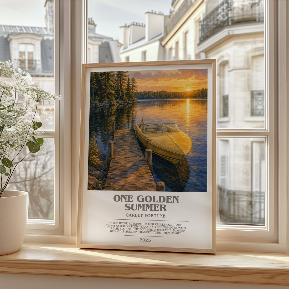 One Golden Summer bookish poster colour and style options – Carley Fortune book art