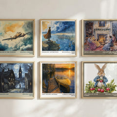 One Golden Summer Literary Art Print by Carley Fortune – square print in a six-frame gallery wall