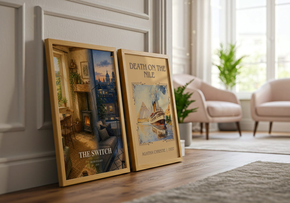 The Switch watercolour print framed by window – literary home decor