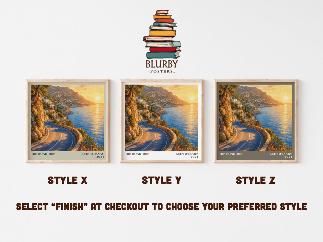 The Road Trip literary print in frame leaning in hallway – romance wall art (mockup)