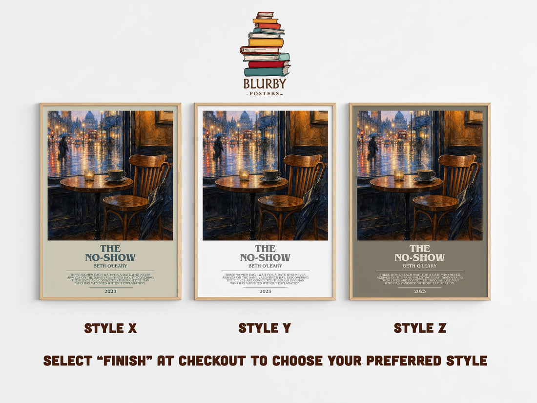The No-Show bookish print in frame leaning in hallway – romance wall art (mockup)