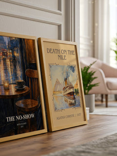 The No-Show watercolour print framed by window – literary home decor