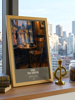 The No-Show book cover print framed by window – literary home decor