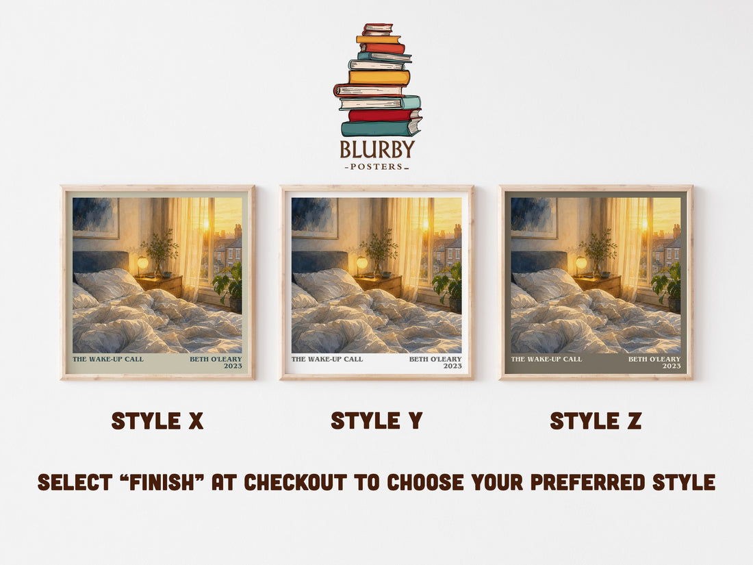 The Wake-Up Call literary print in frame leaning in hallway – romance wall art (mockup)