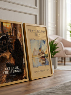 Get a Life, Chloe Brown watercolour print framed by window – literary home decor
