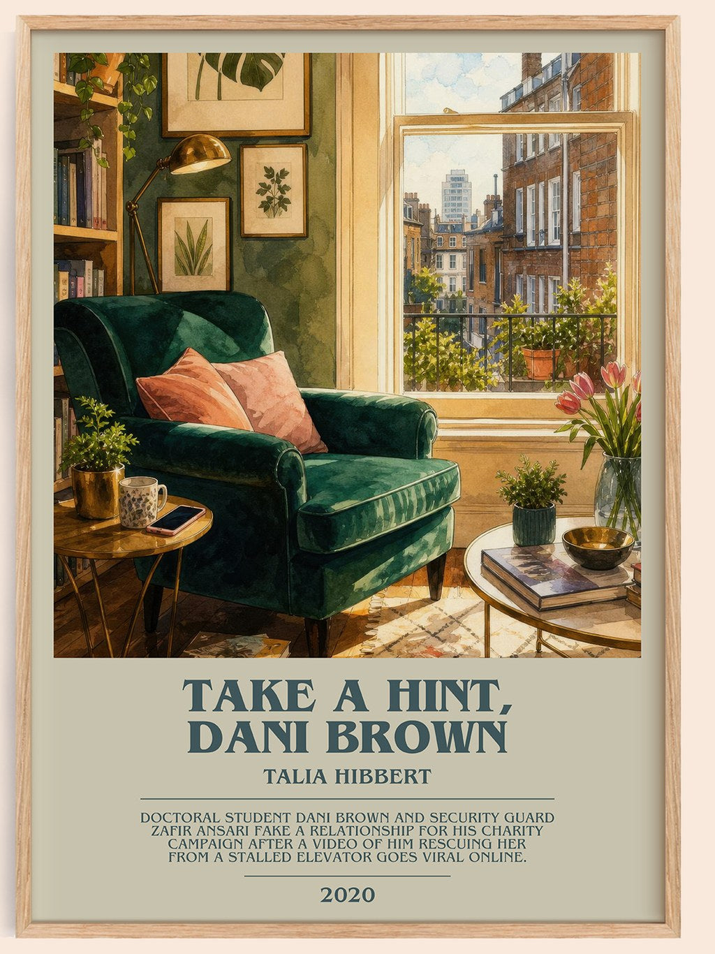 Take a Hint, Dani Brown bookish book poster by Talia Hibbert – framed literary art print