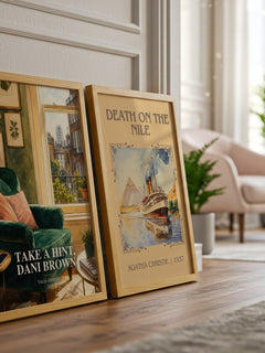 Take a Hint, Dani Brown watercolour print framed by window – literary home decor