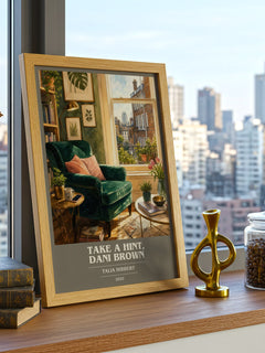 Take a Hint, Dani Brown book cover print framed by window – literary home decor