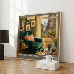 Take a Hint, Dani Brown literary print framed by window – literary home decor