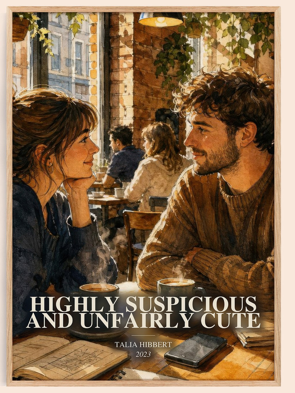 Highly Suspicious and Unfairly Cute watercolour book poster by Talia Hibbert – framed literary art print