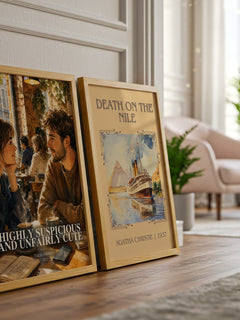 Highly Suspicious and Unfairly Cute watercolour print framed by window – literary home decor