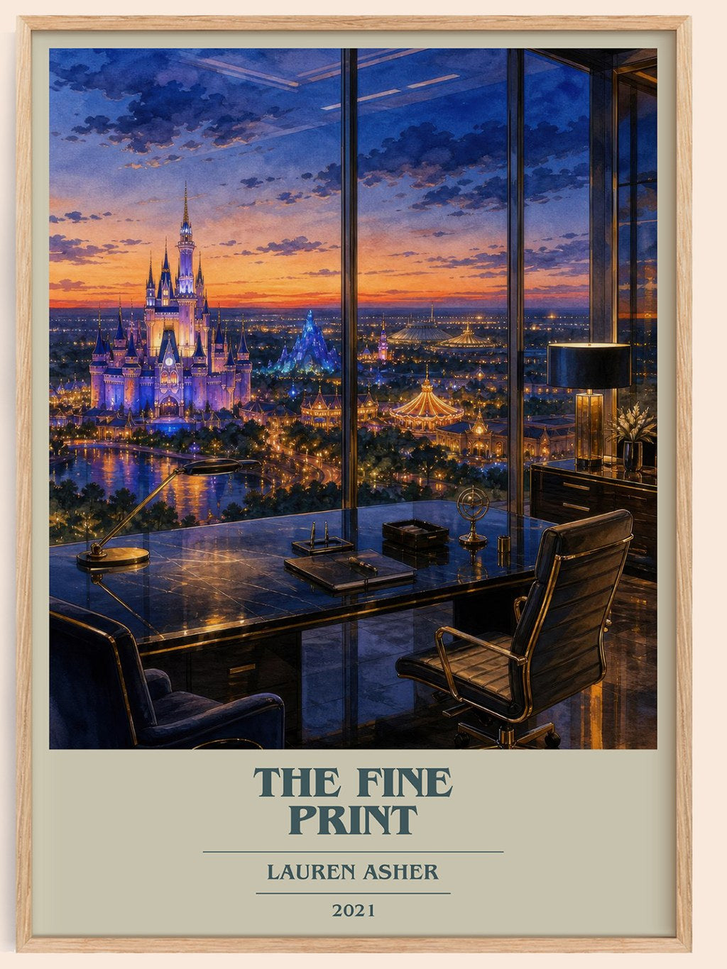 The Fine Print book cover book poster by Lauren Asher – framed literary art print