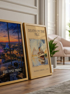 The Fine Print watercolour print framed by window – literary home decor