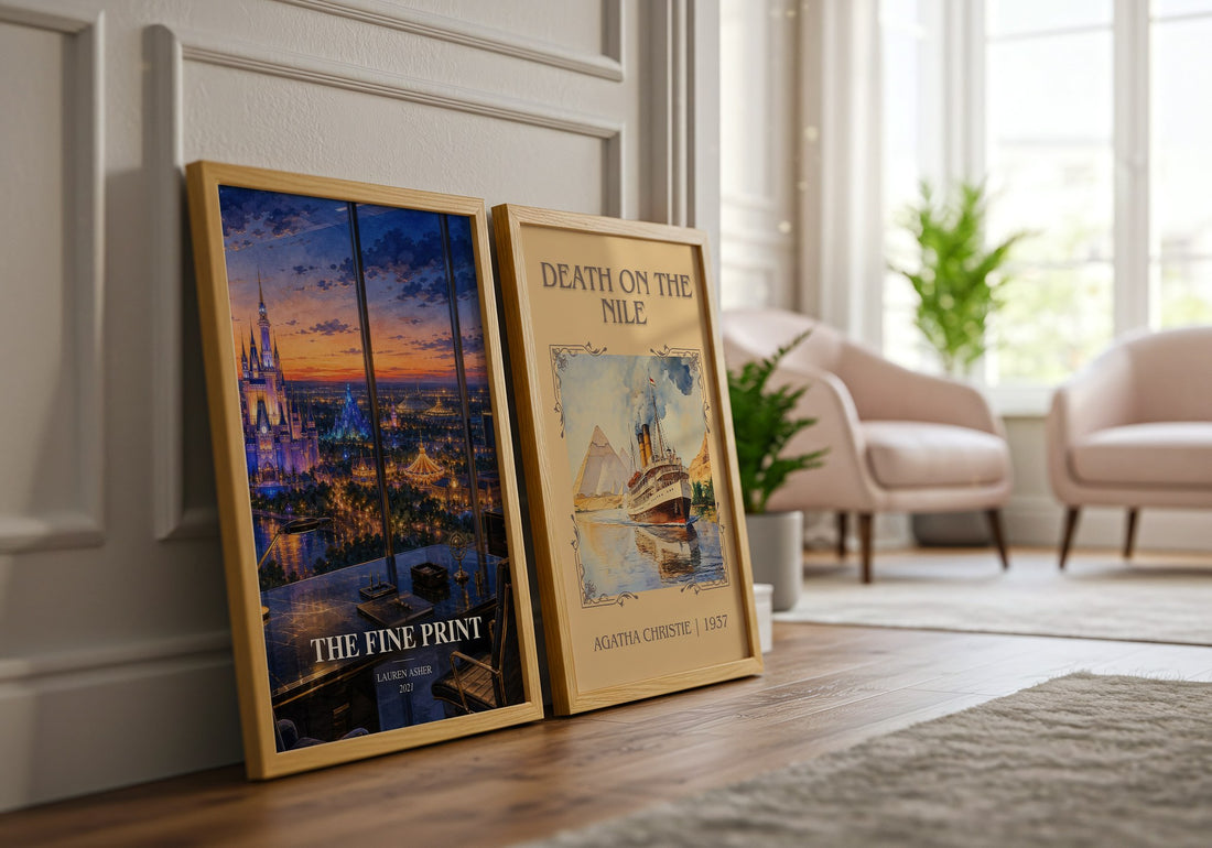 The Fine Print watercolour print framed by window – literary home decor