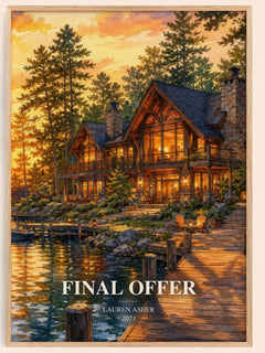 Final Offer watercolour book poster by Lauren Asher – framed literary art print